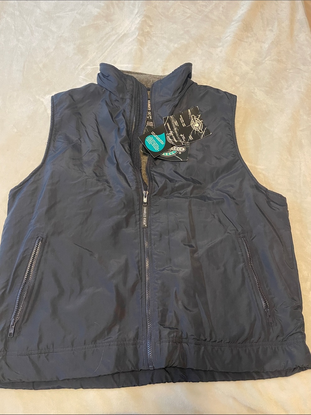 Charles River Apparel Navy Quilted Men's Vest with Zipper Pockets